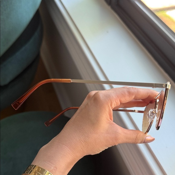 Aerie Gold Aviator Sunglasses with Brown Lenses - Picture 5 of 7